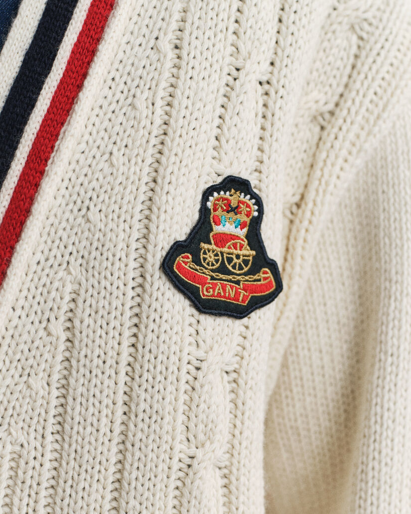 Gant Varsity V-Neck Zopfstrick Strickjacke