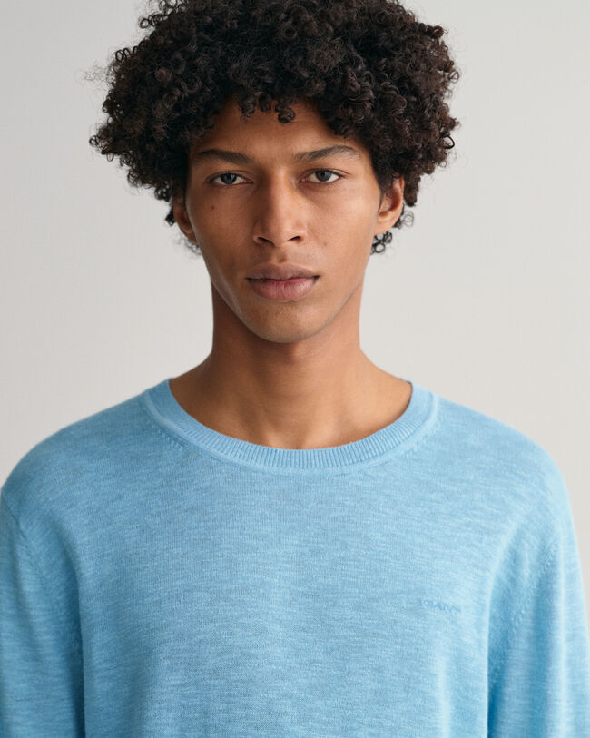 Baumwoll Leinen Rundhalspullover