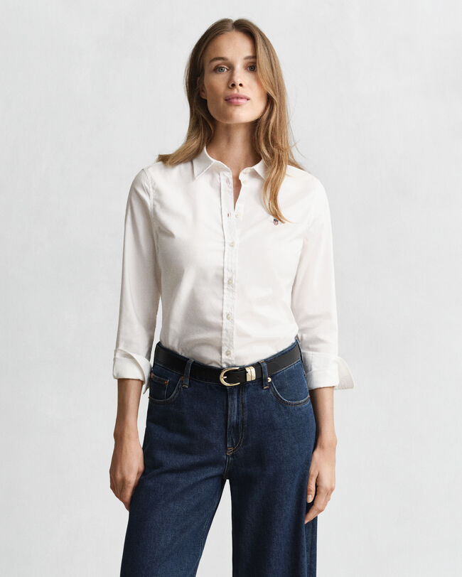 Slim Fit Oxford-Bluse mit Stretch