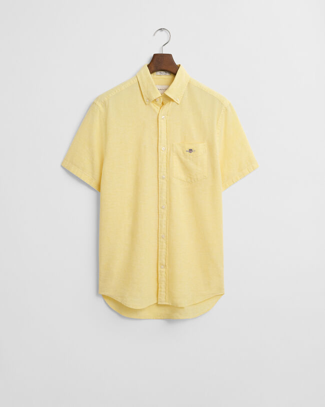 Regular Fit Baumwoll Leinen Kurzarmhemd