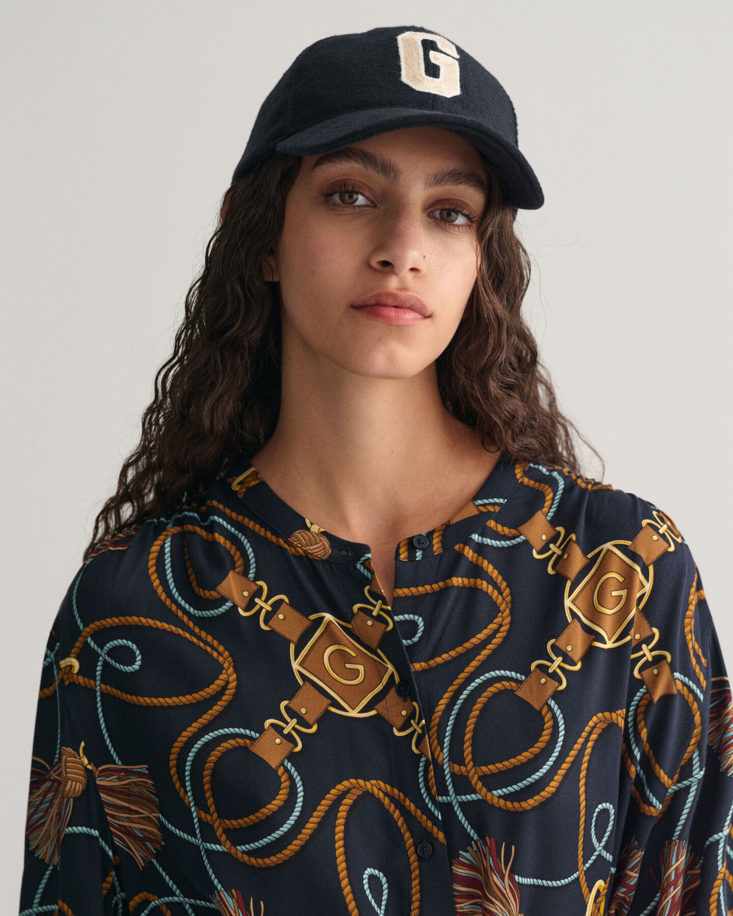 Hemdblusenkleid mit Seil-Print