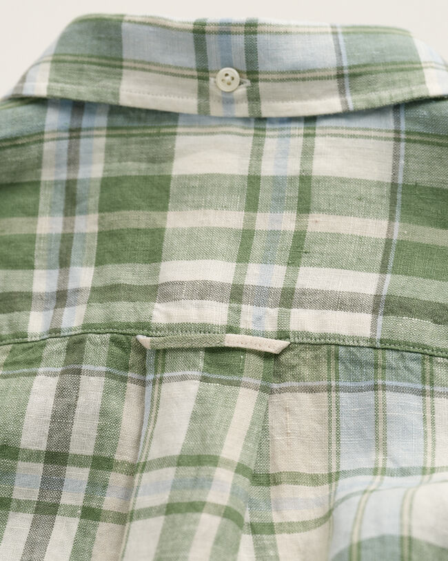 Regular Fit Madras Kurzarmhemd aus Leinen