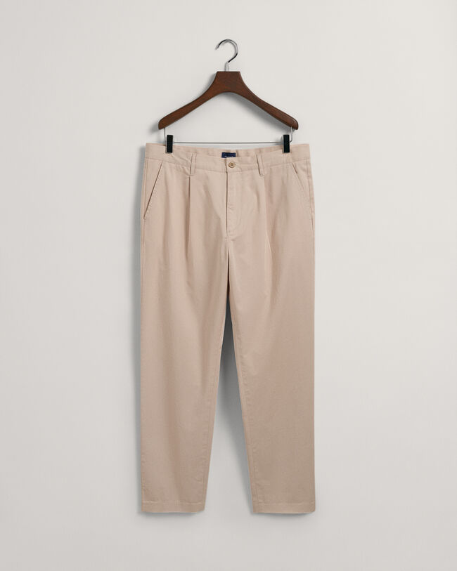 Slim Fit Twill-Chinohose mit Falten
