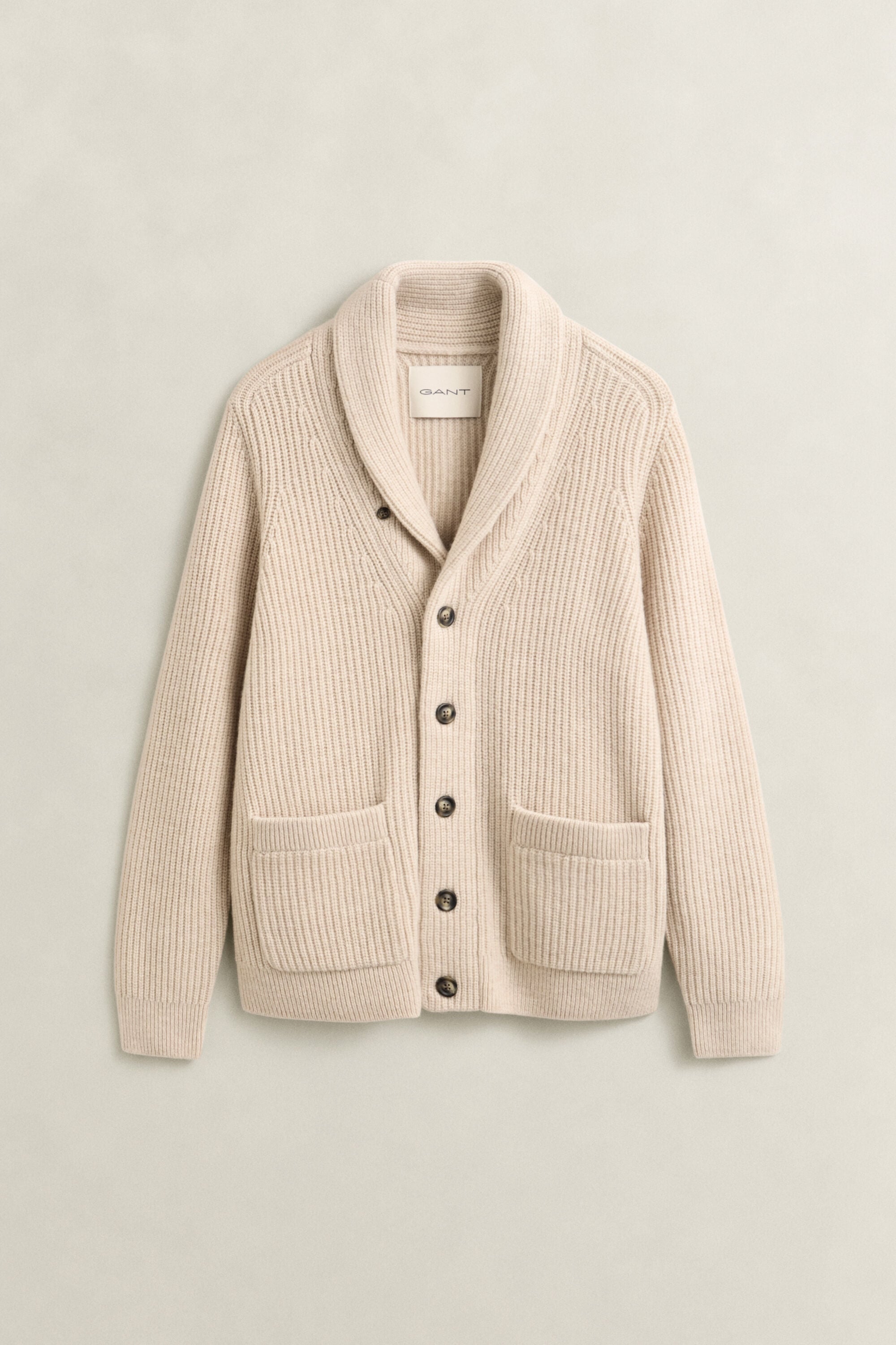 Gerippte Strickjacke aus Wollgemisch