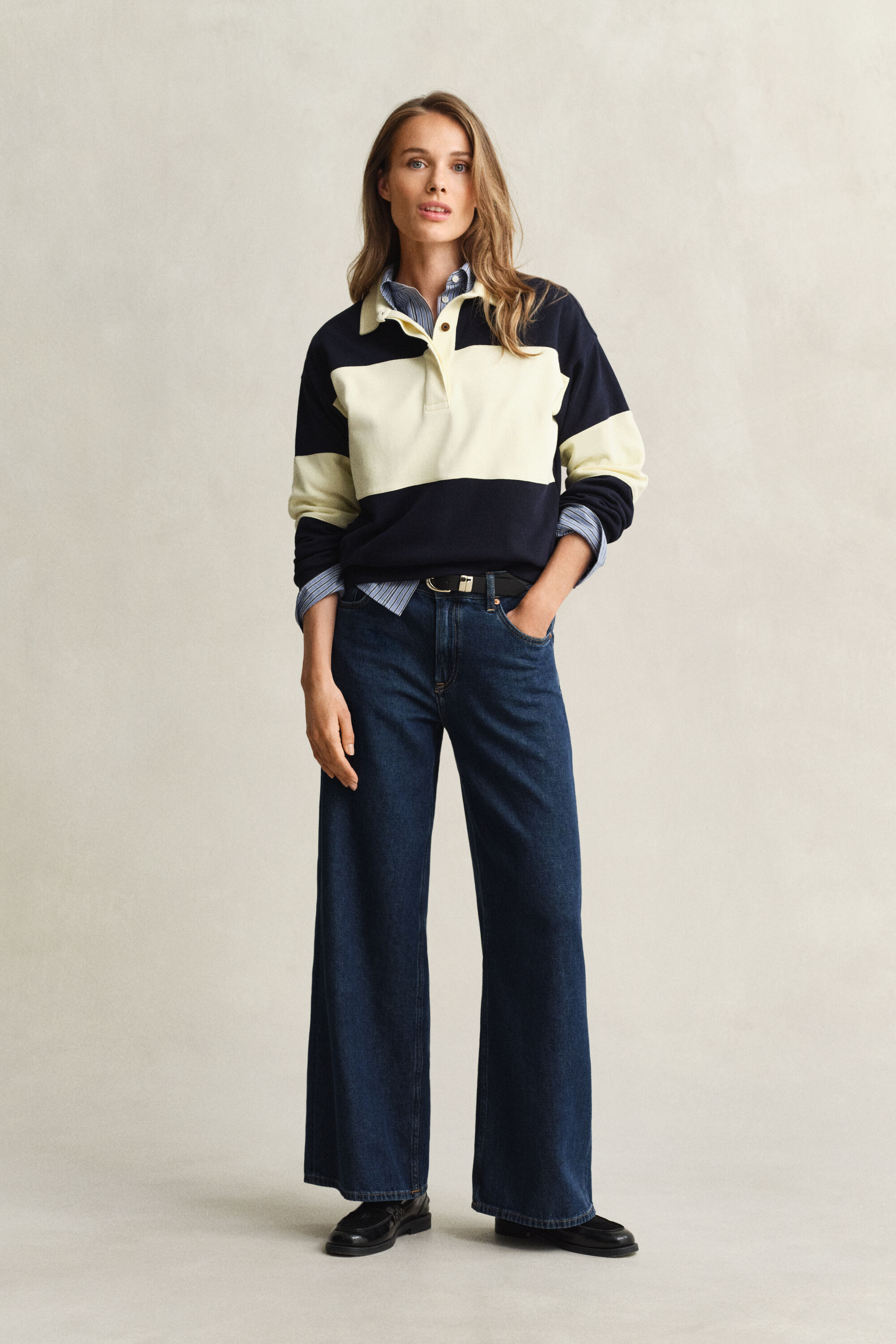 Color Blocked Rugger mit Piquéstruktur