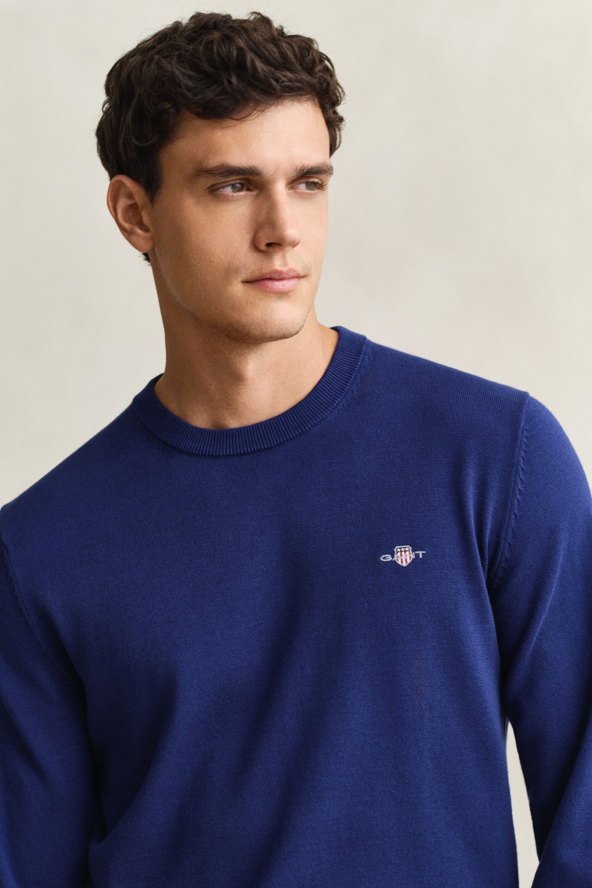 Rundhalspullover aus Baumwolle