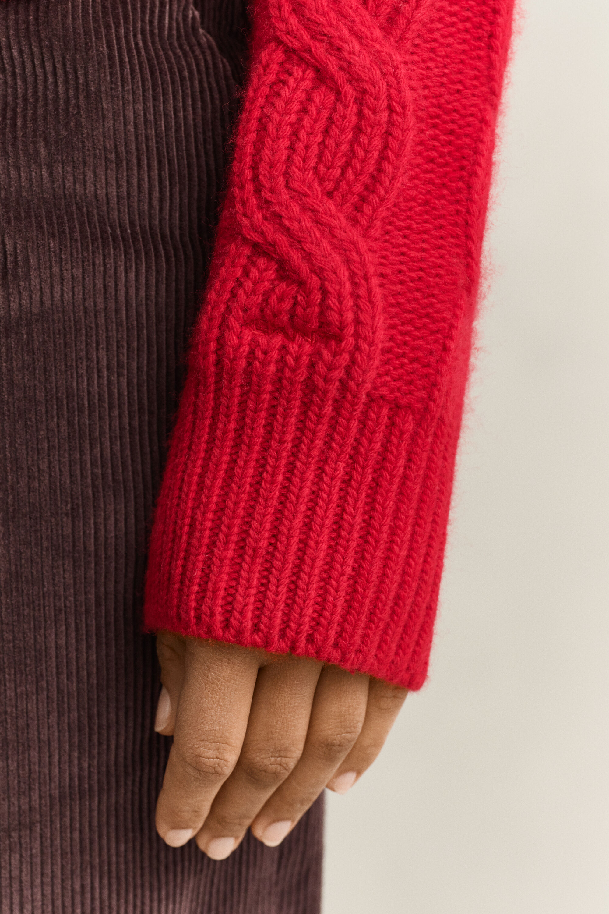 Zopfstrickpullover aus Wollmix