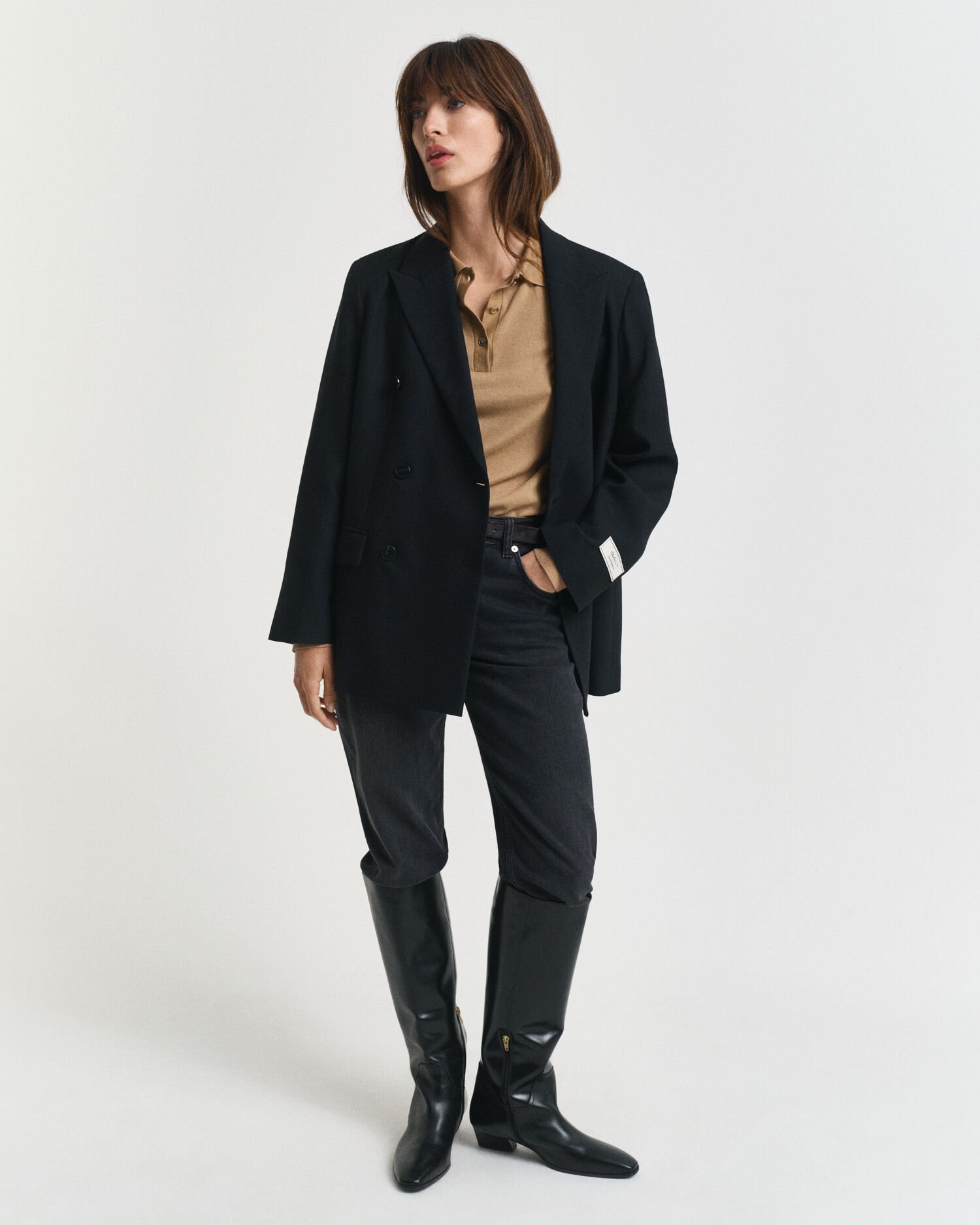 Nahtloses Langarm-Poloshirt mit Knöpfen