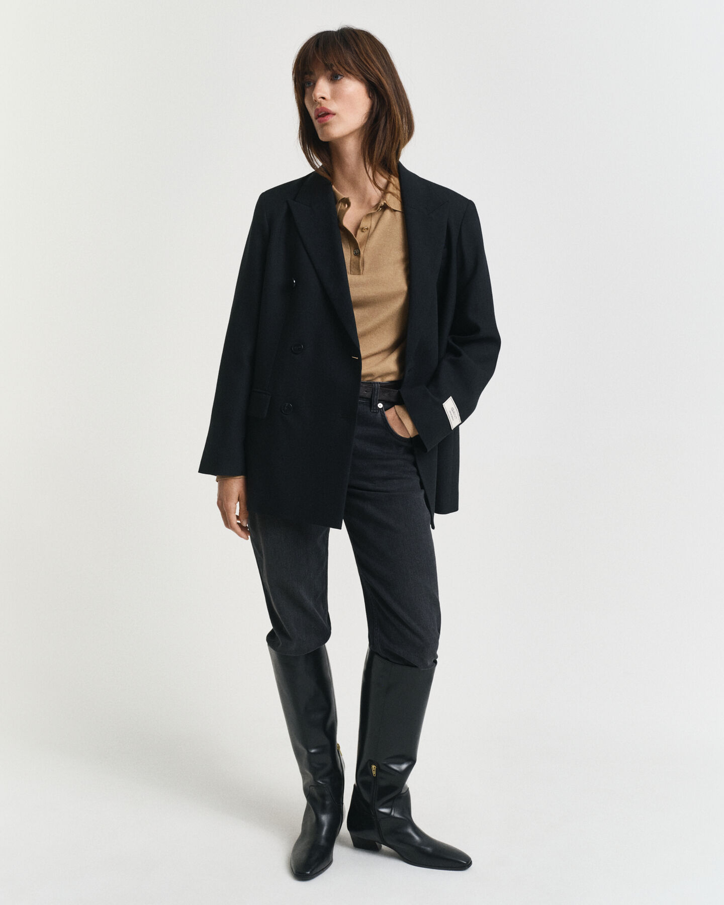 Nahtloses Langarm-Poloshirt mit Knöpfen