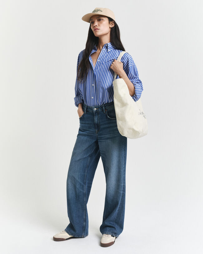 Oversized Popeline Bluse mit Streifen