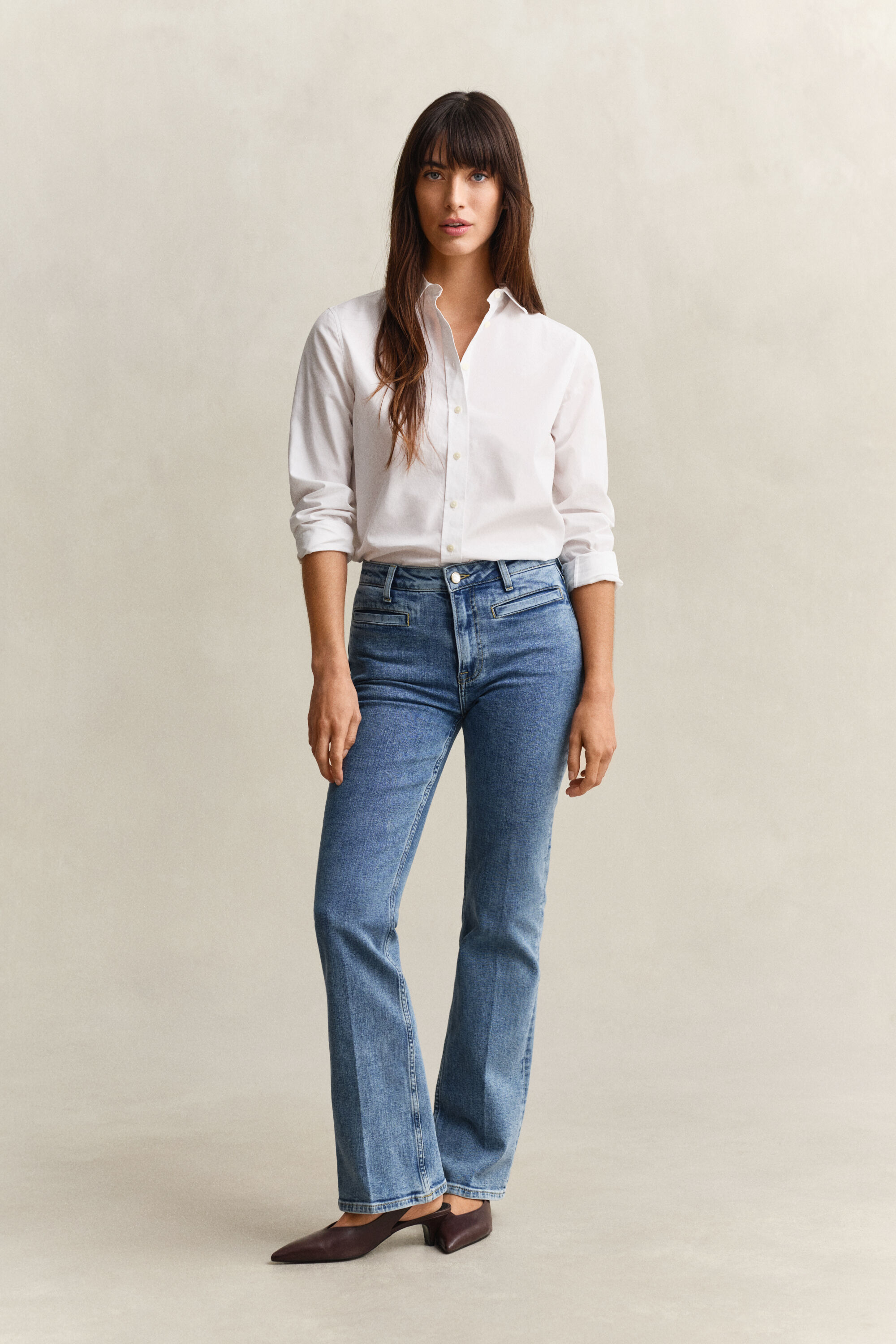 Monogram Jeans mit ausgestelltem Bein