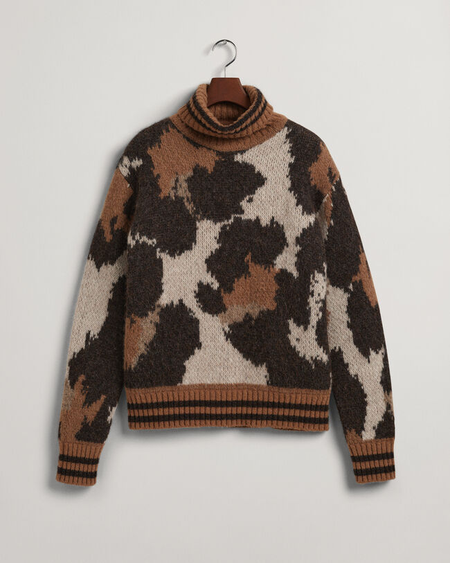 Rollkragenpullover mit Leopardenmuster