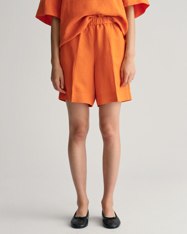 Relaxed Fit Leinenmix Pull-On Shorts