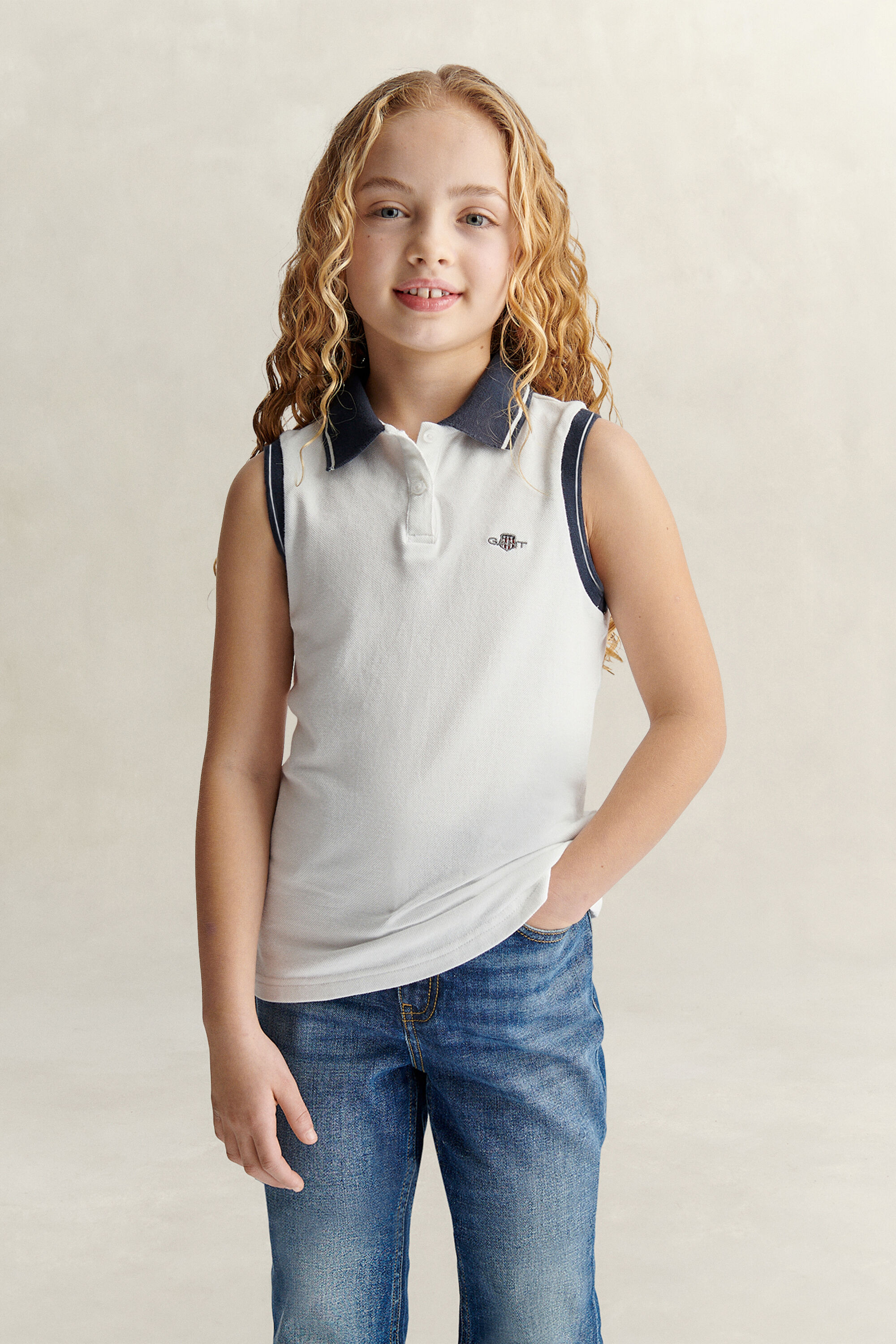 Teen Girls Ärmelloses Poloshirt