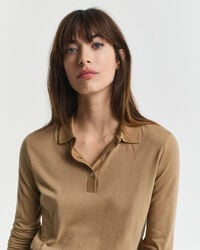 Nahtloses Langarm-Poloshirt mit Knöpfen