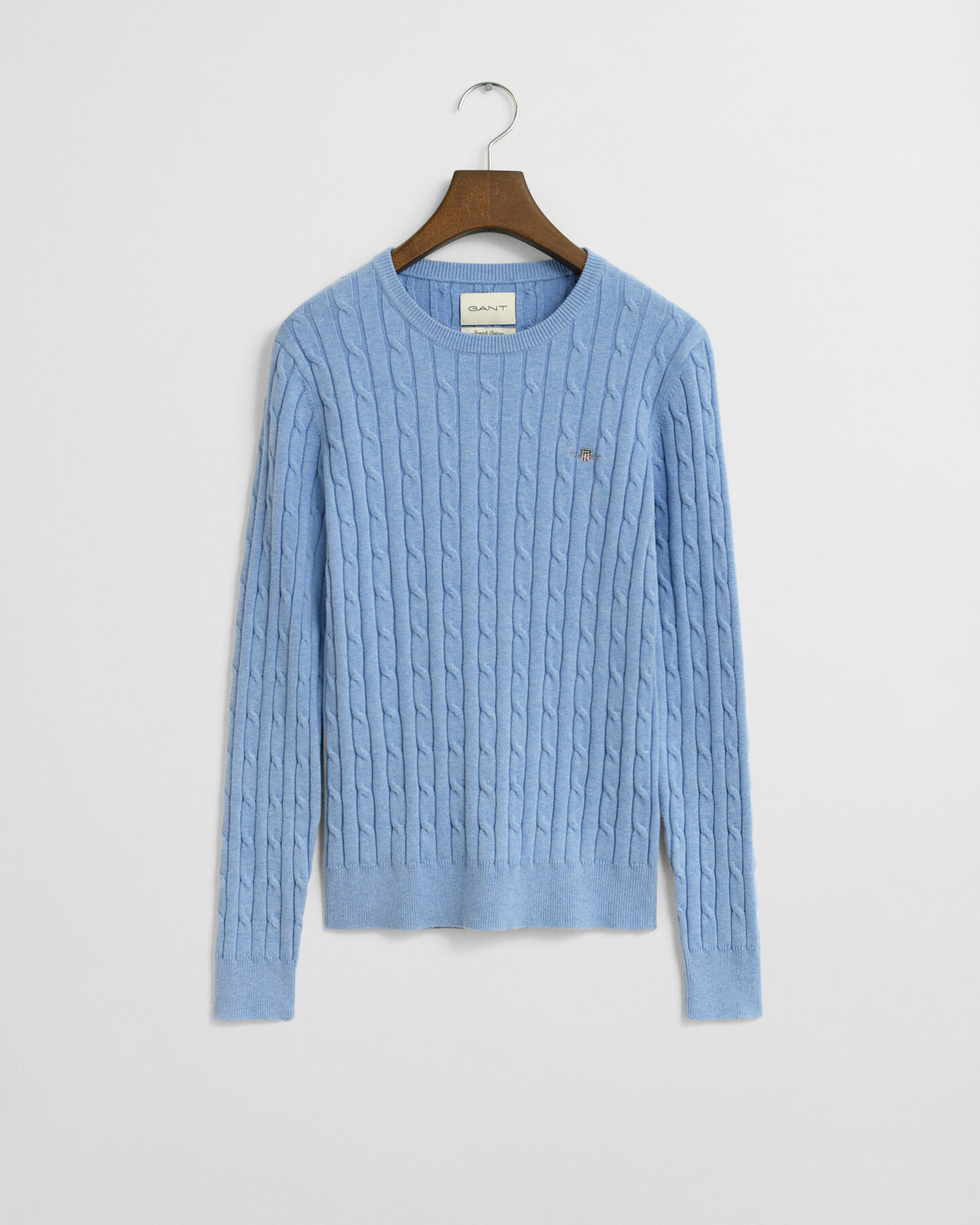 Zopfstrick Rundhalspullover aus Stretch-Baumwolle