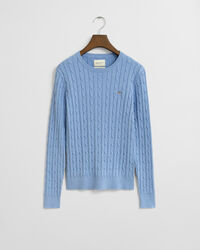 Zopfstrick Rundhalspullover aus Stretch-Baumwolle