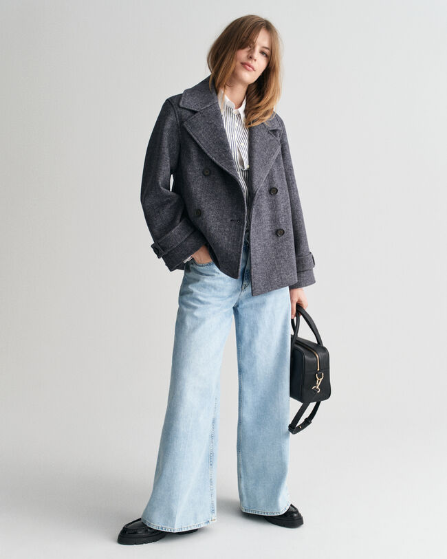 Verk&uuml;rzte Herringbone Wolljacke