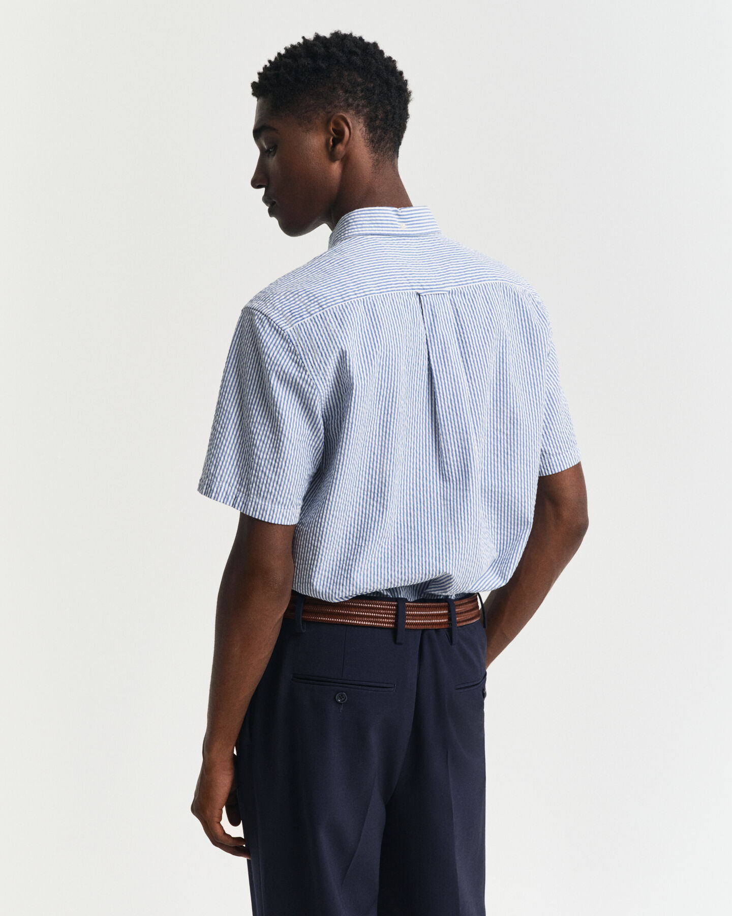 Regular Fit Seersucker Kurzarmhemd mit Streifen