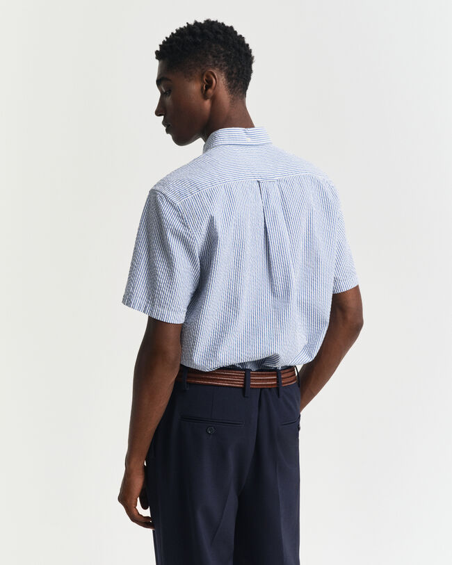 Regular Fit Seersucker Kurzarmhemd mit Streifen