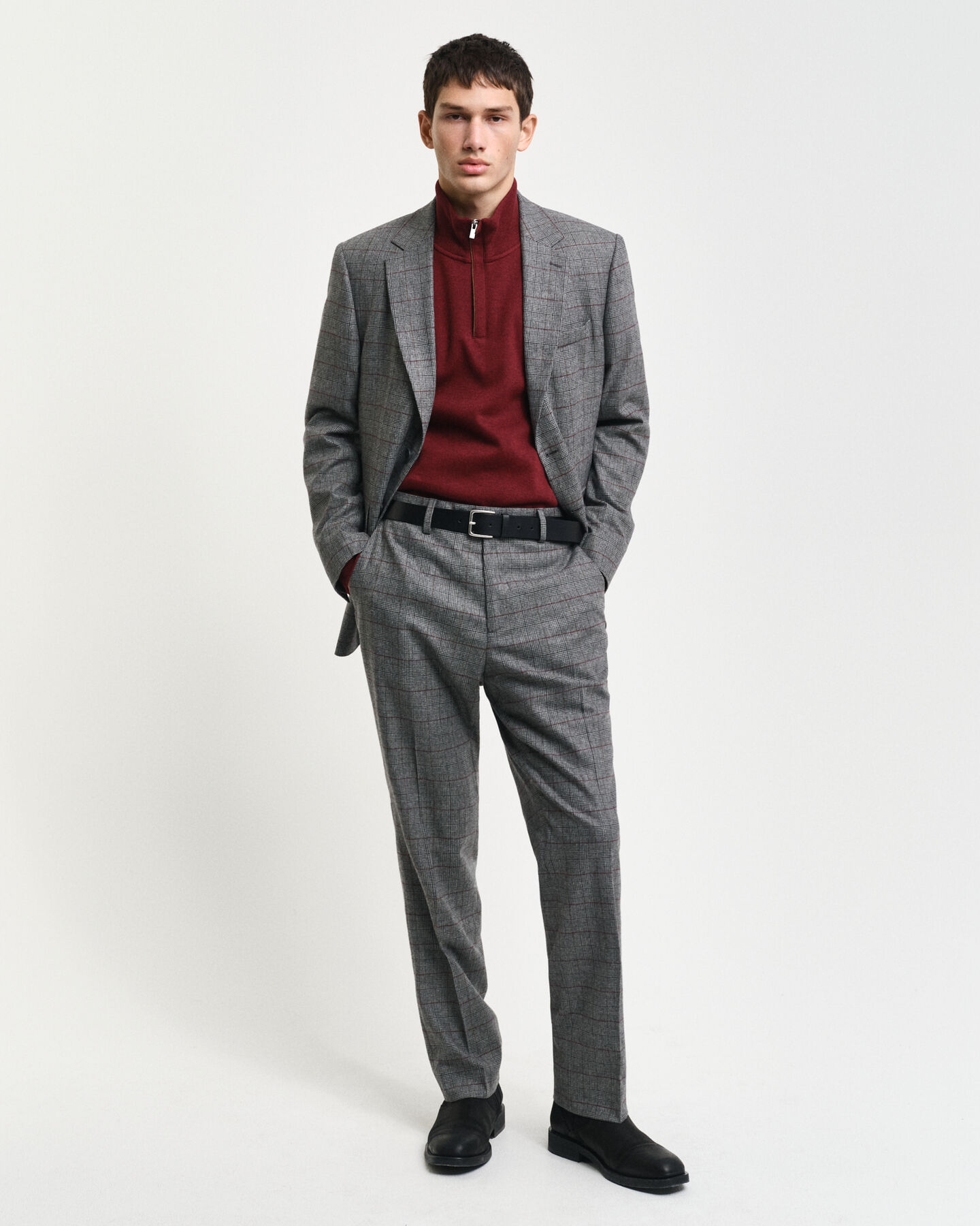 Slim Fit Anzughose mit Karomuster