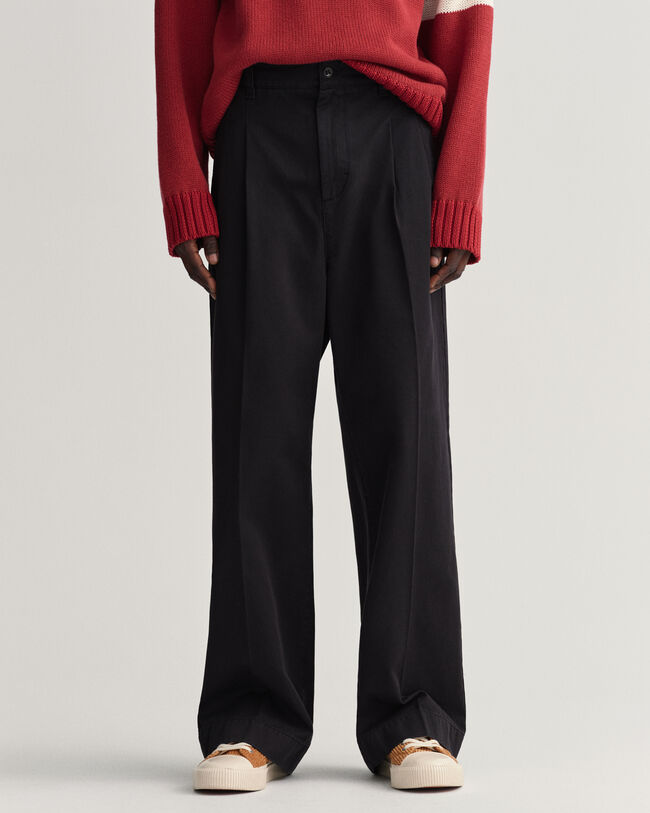 Volumin&ouml;se Chinohose mit Bundfalten