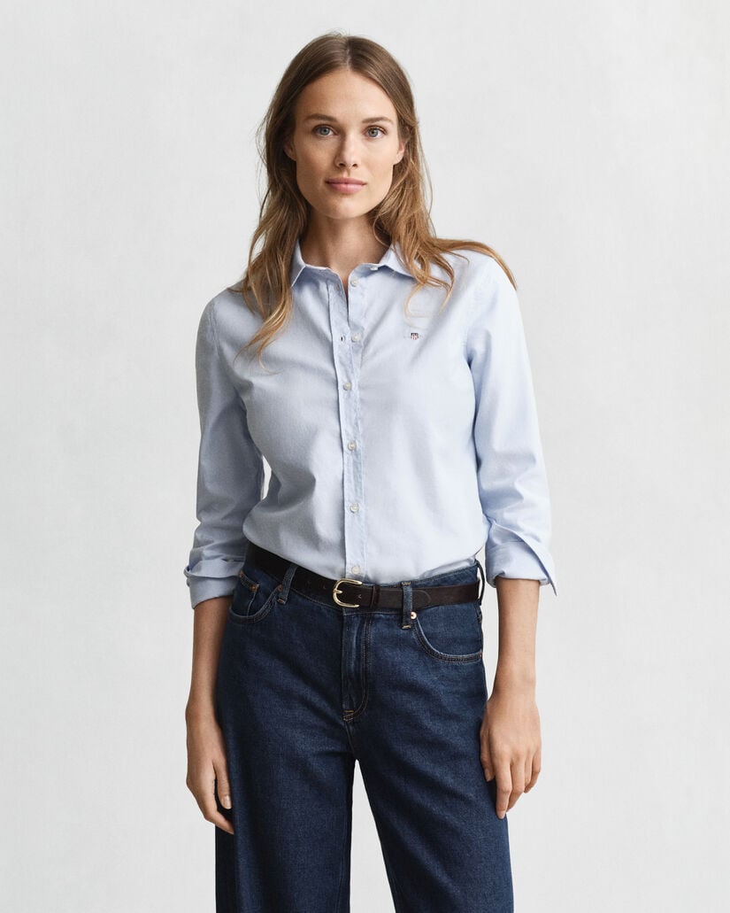 Slim Fit Oxford-Bluse mit Stretch