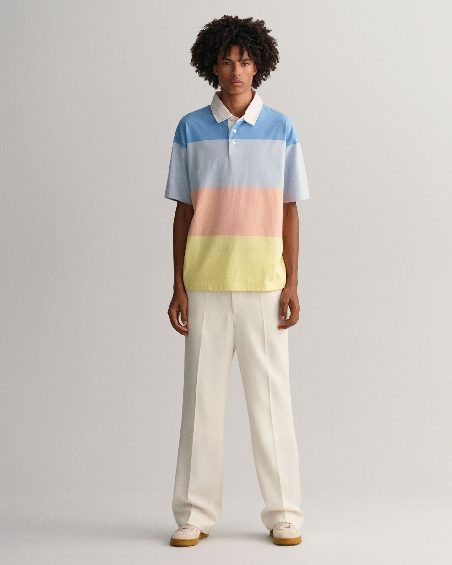 Retro Kurzarm-Rugger mit Blockstreifen