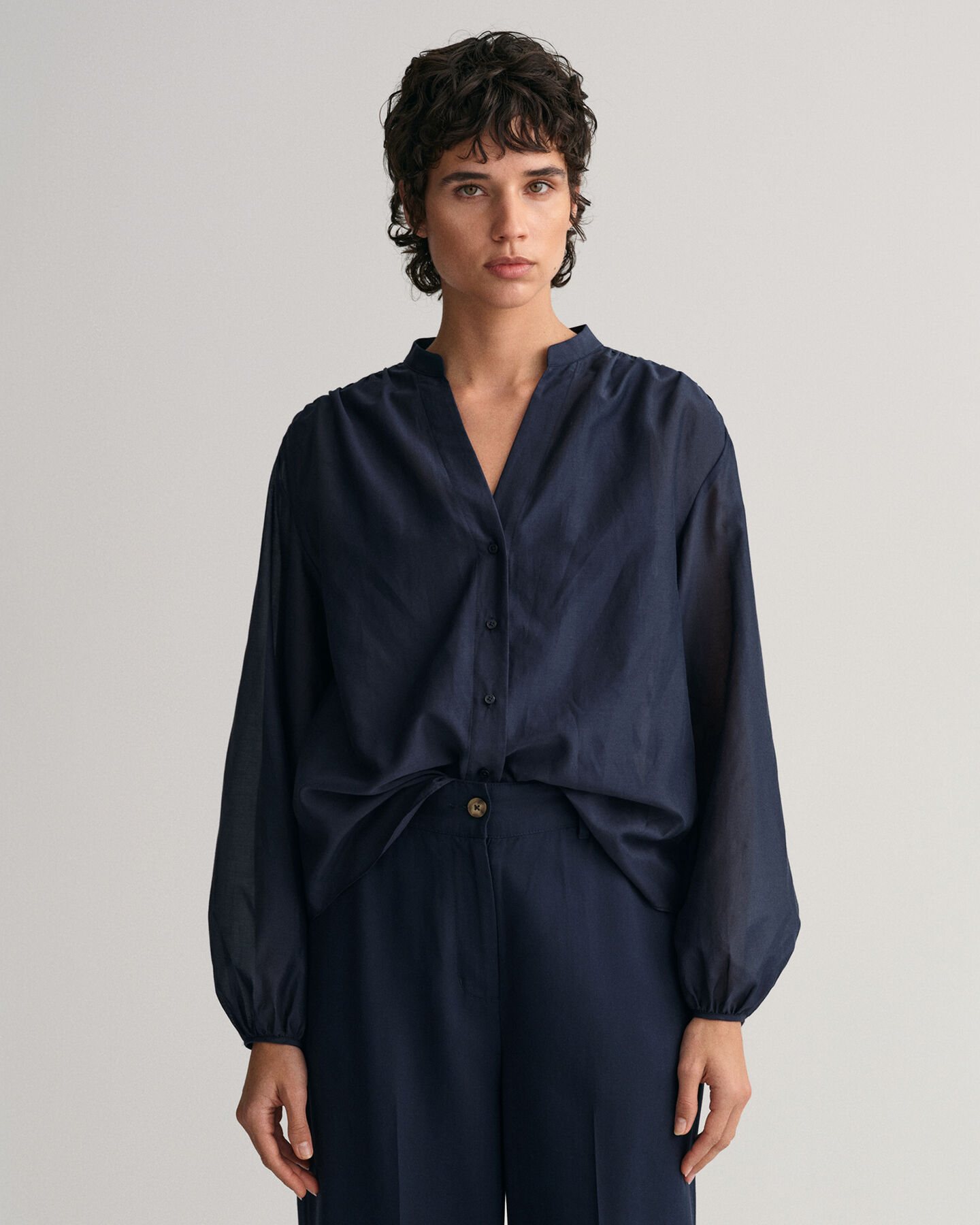 Relaxed Fit Baumwoll Seiden Bluse