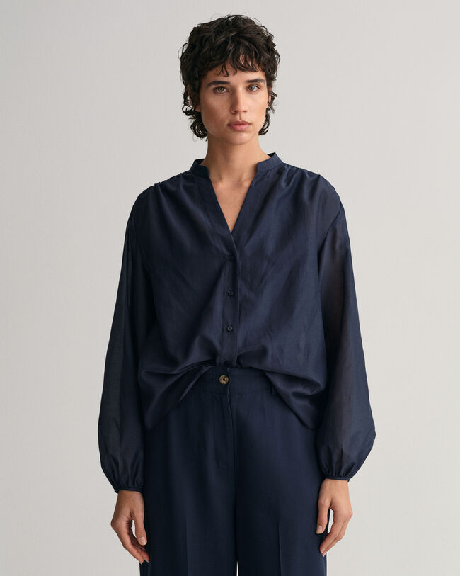 Relaxed Fit Baumwoll Seiden Bluse