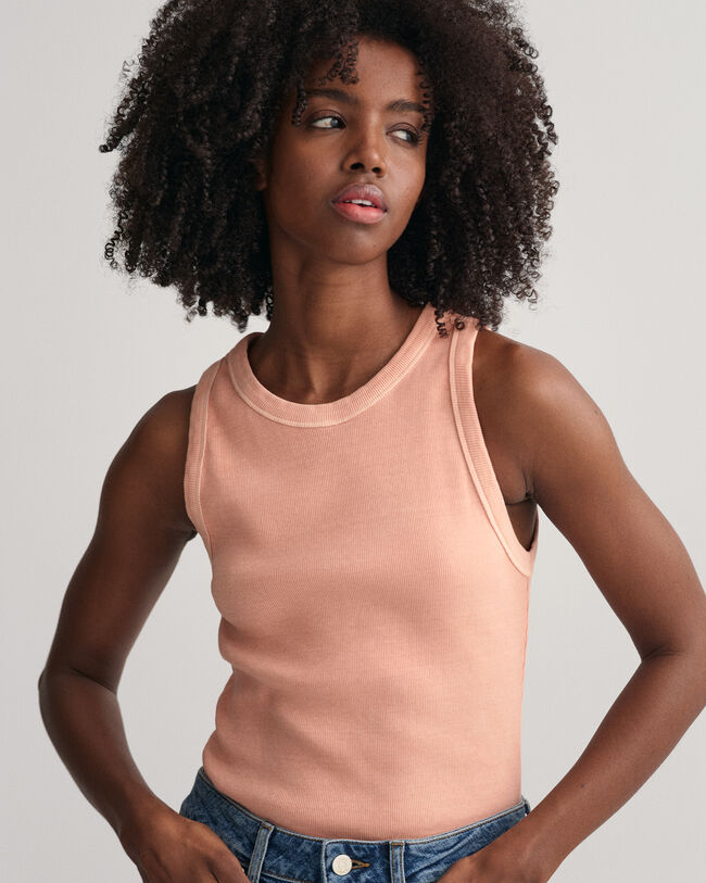 Hochgeschlossenes Sunfaded Ripp Tanktop