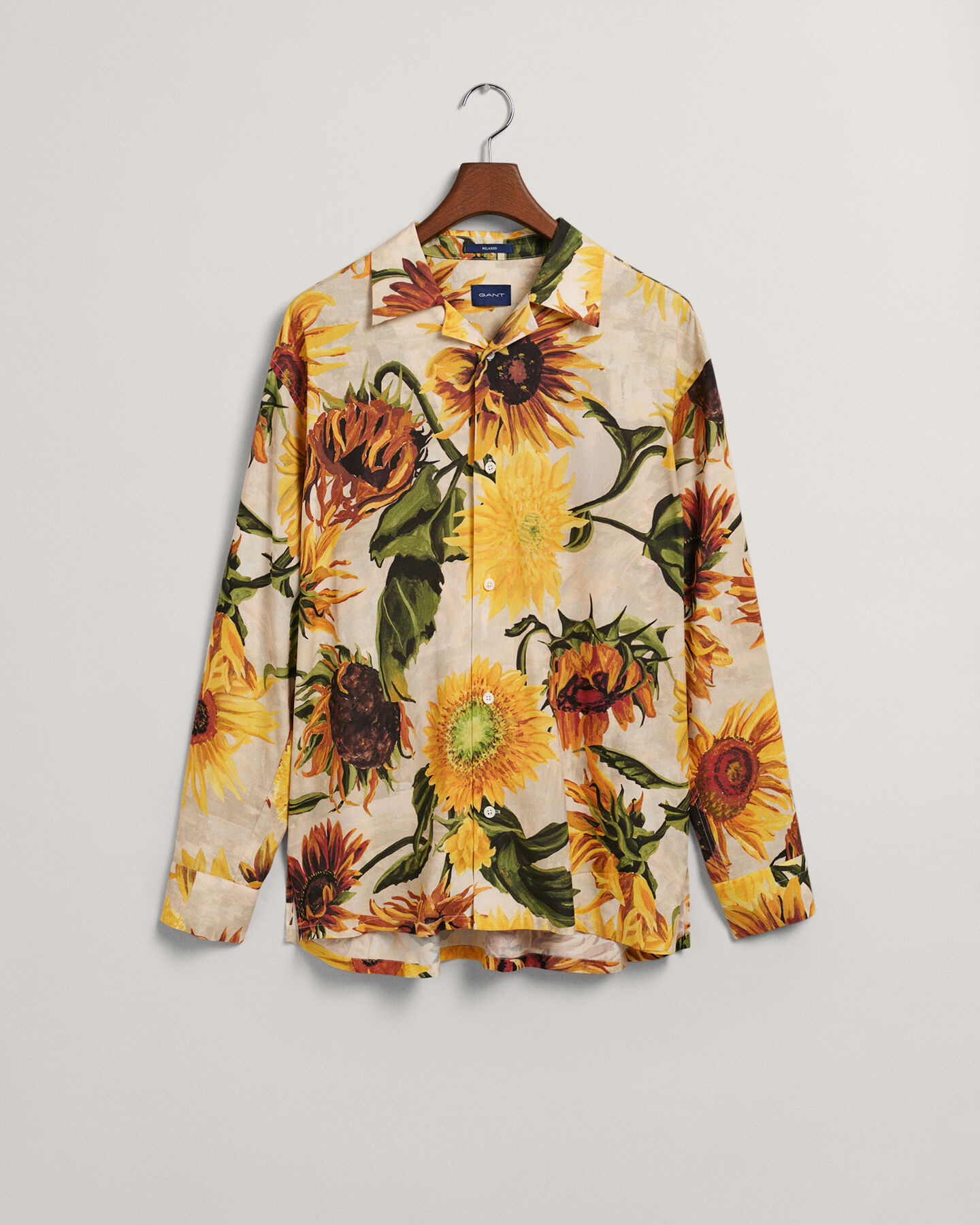Relaxed Fit Seidenhemd mit Sonnenblumen-Print