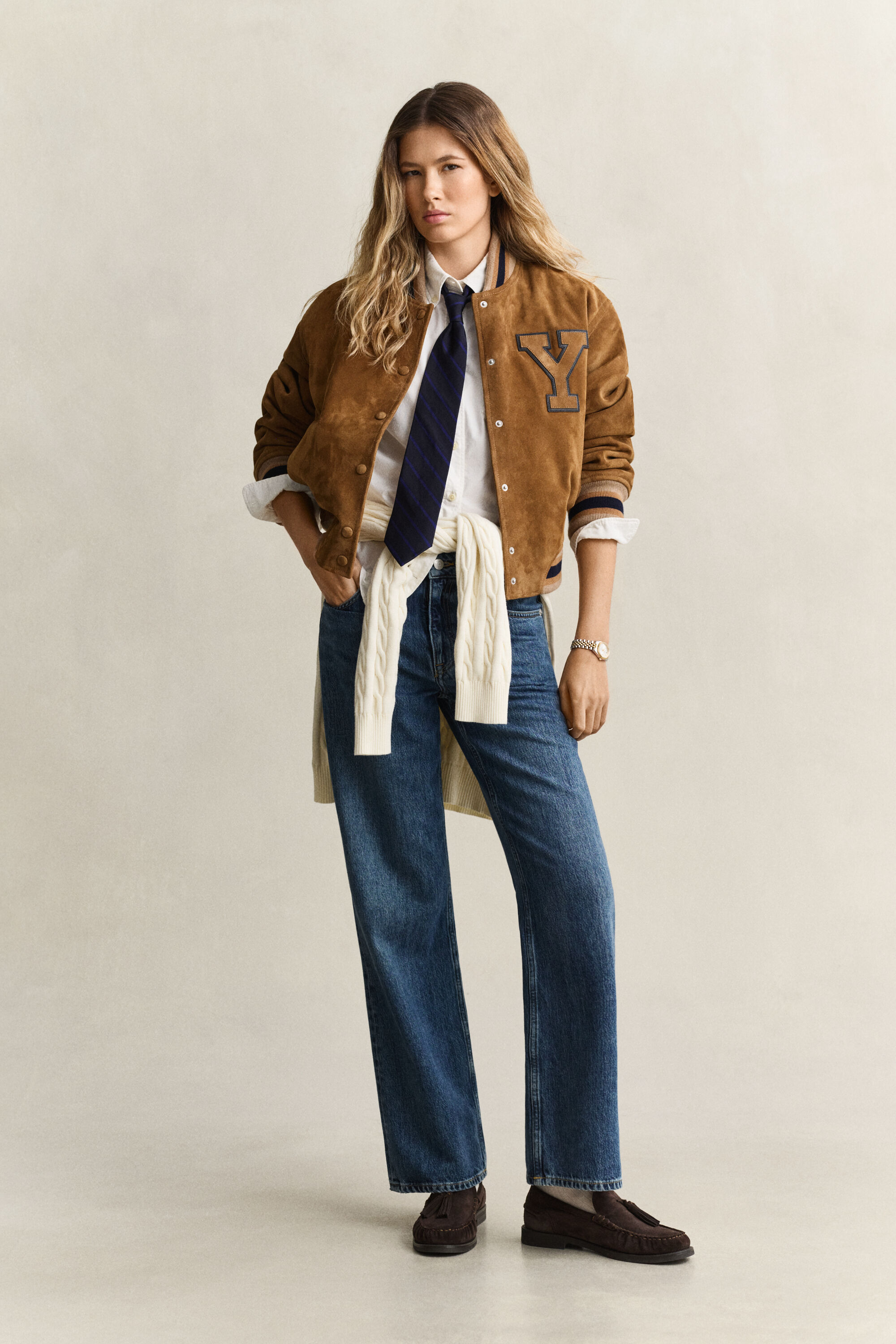 Gant x Yale Varsity Jacket aus Veloursleder