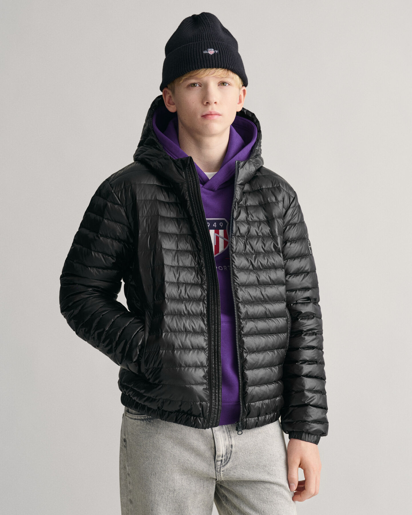 Teens Shiny Leichte Daunensteppjacke