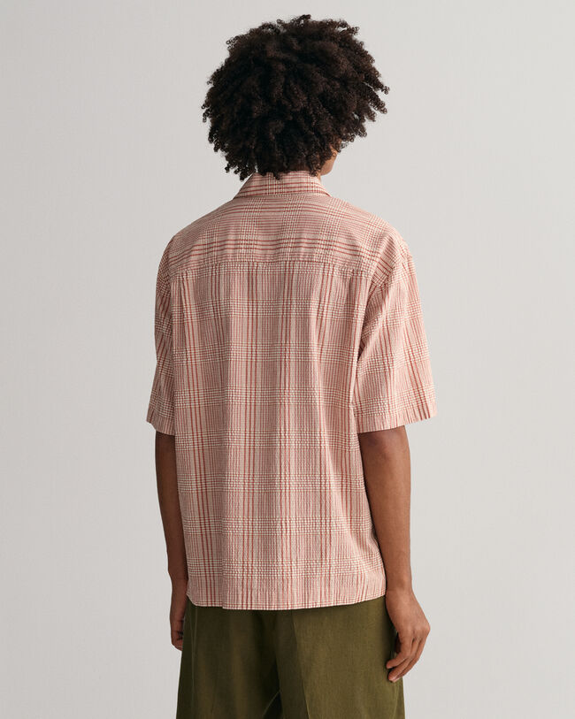 Relaxed Fit Seersucker Kurzarmhemd mit Karomuster