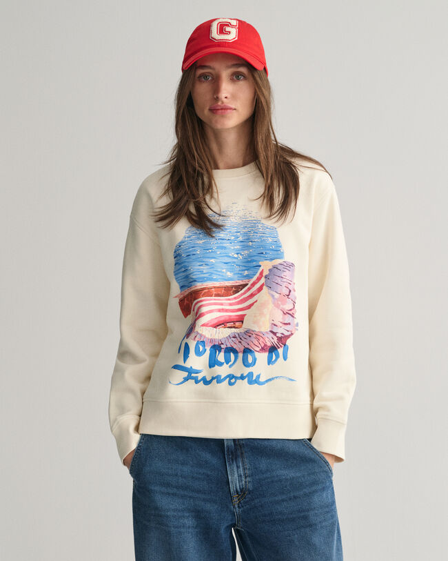 Scenery Print Rundhals-Sweatshirt
