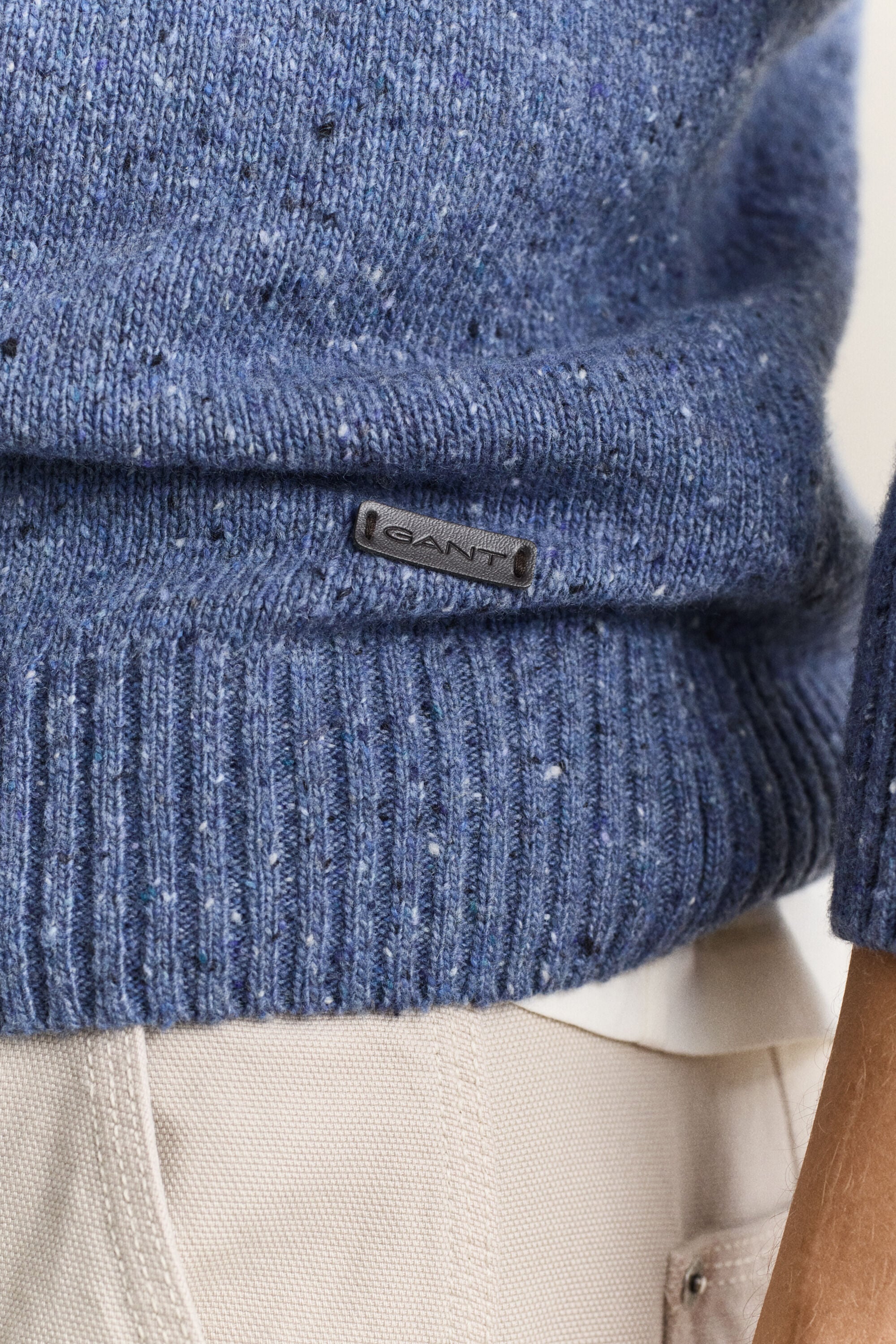 Polopullover aus Wollmix mit Noppenstruktur