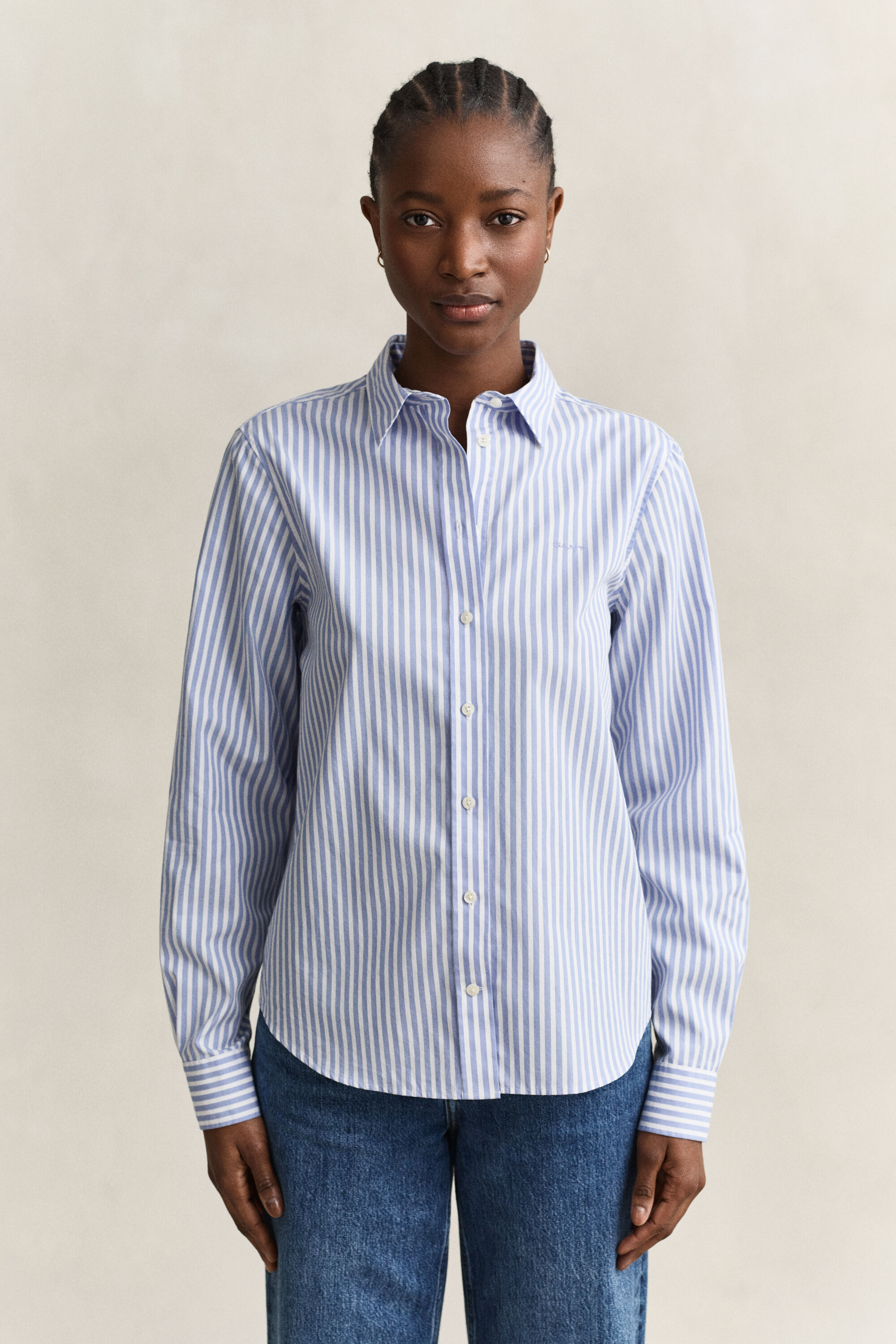Regular Fit Classic Popeline-Bluse mit Streifen