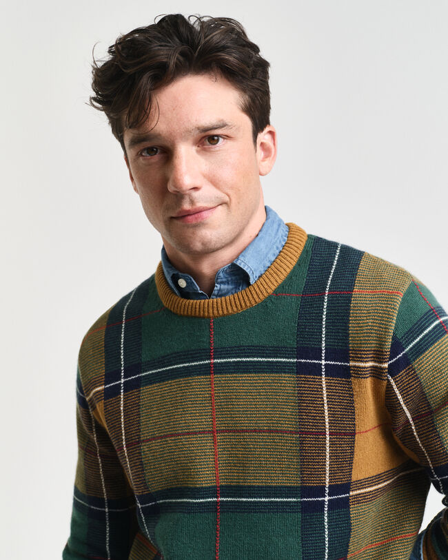 Karierter Rundhalspullover