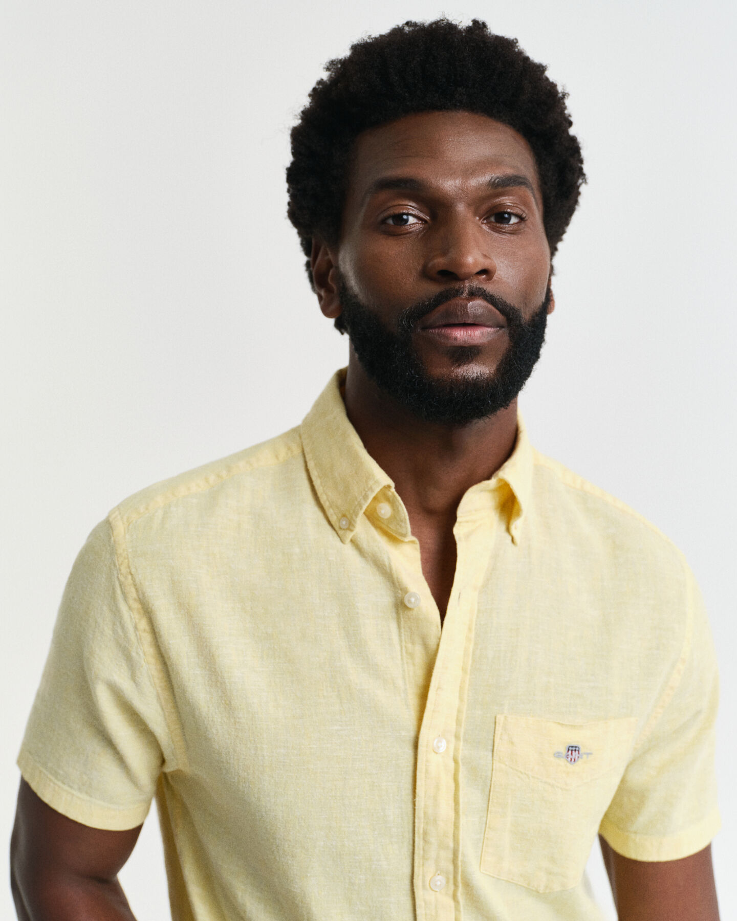 Regular Fit Baumwoll Leinen Kurzarmhemd