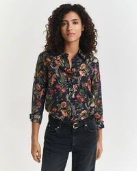 Regular Fit Bluse aus Baumwolle und Seide mit Blumen-Print