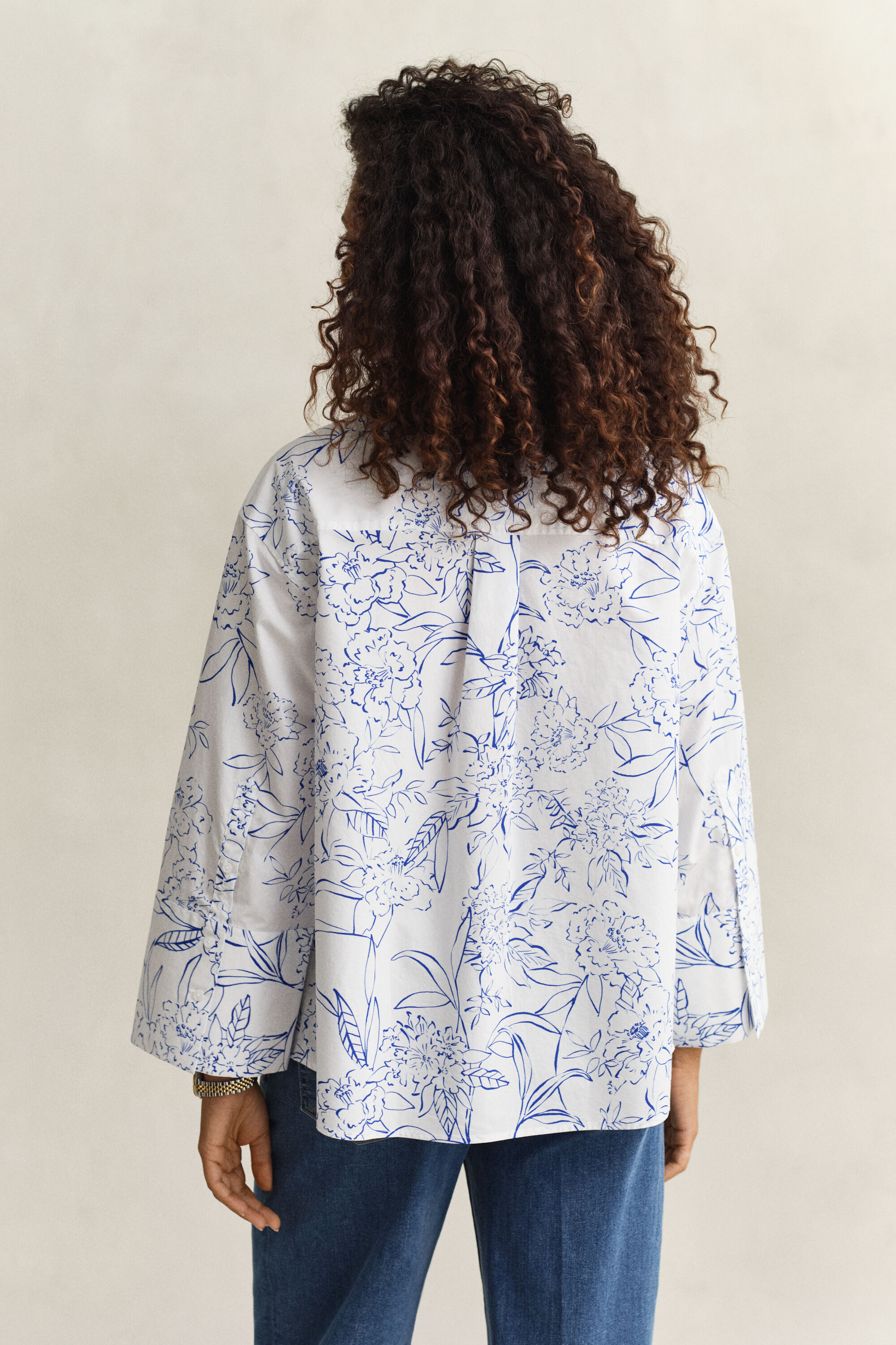 Geblümte Popeline-Bluse