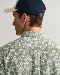 Regular Fit Baumwoll Leinen Kurzarmhemd mit Blumenprint