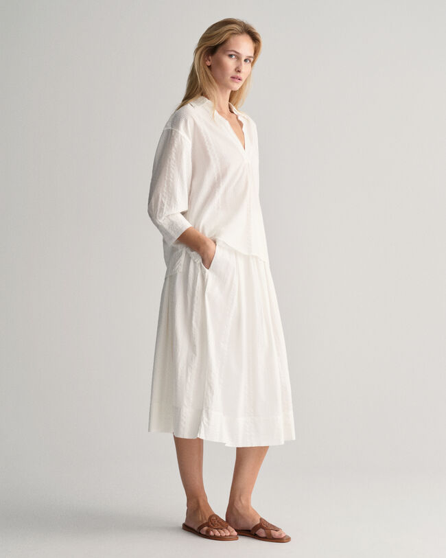 Relaxed Fit Seersucker Schlupfbluse mit Streifen