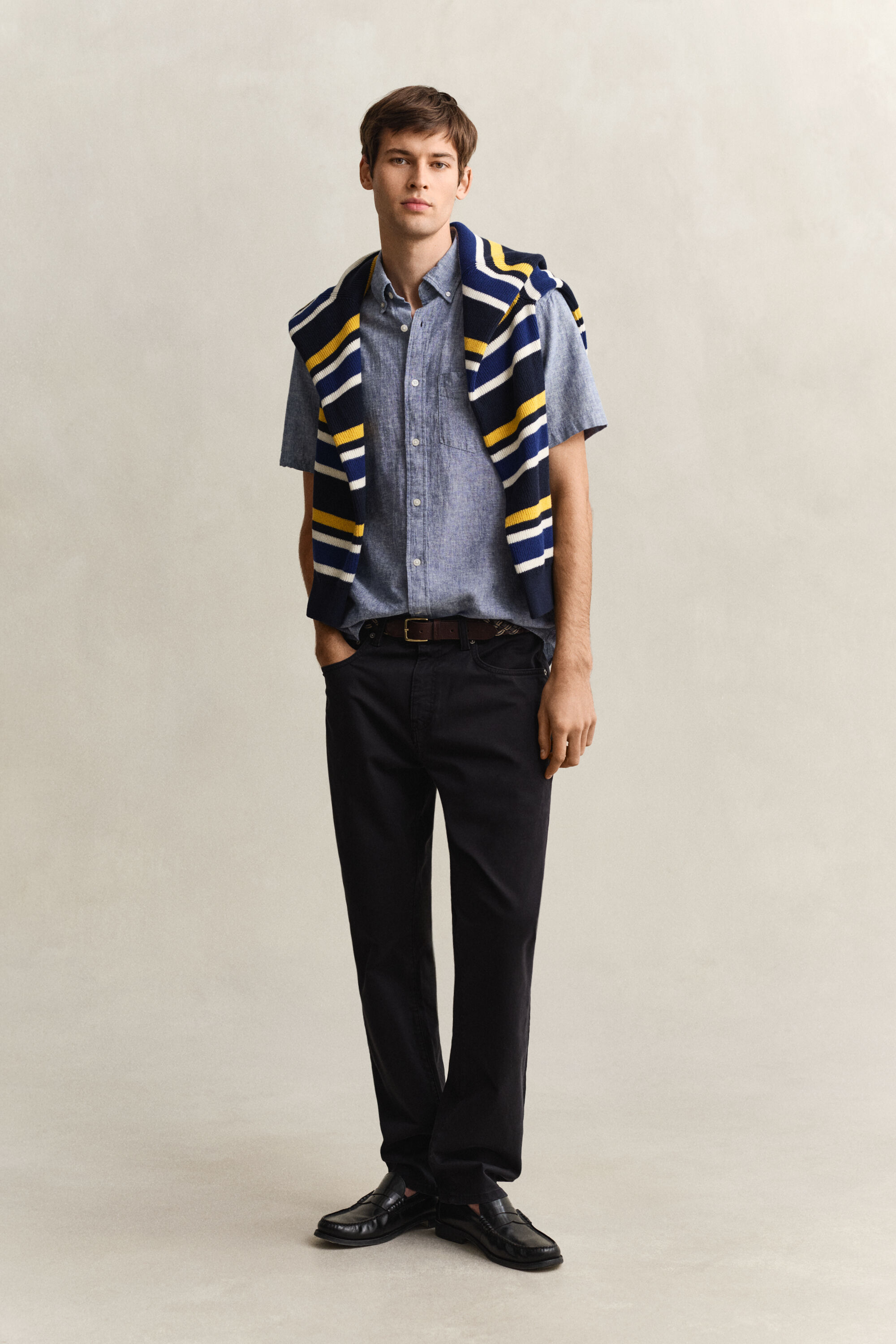 Kurzarm-Hemd aus Leinenmix