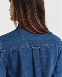 Regular Fit Jeansbluse mit Puffärmeln