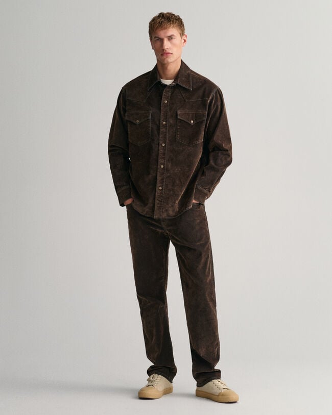 Relaxed Fit Flocked Samt Jeans