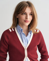 V-Neck Strickjacke mit Kontrastdetail