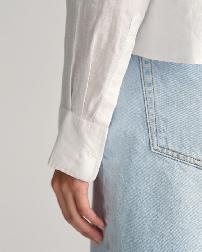 Verkürzte Relaxed Fit Leinen Bluse