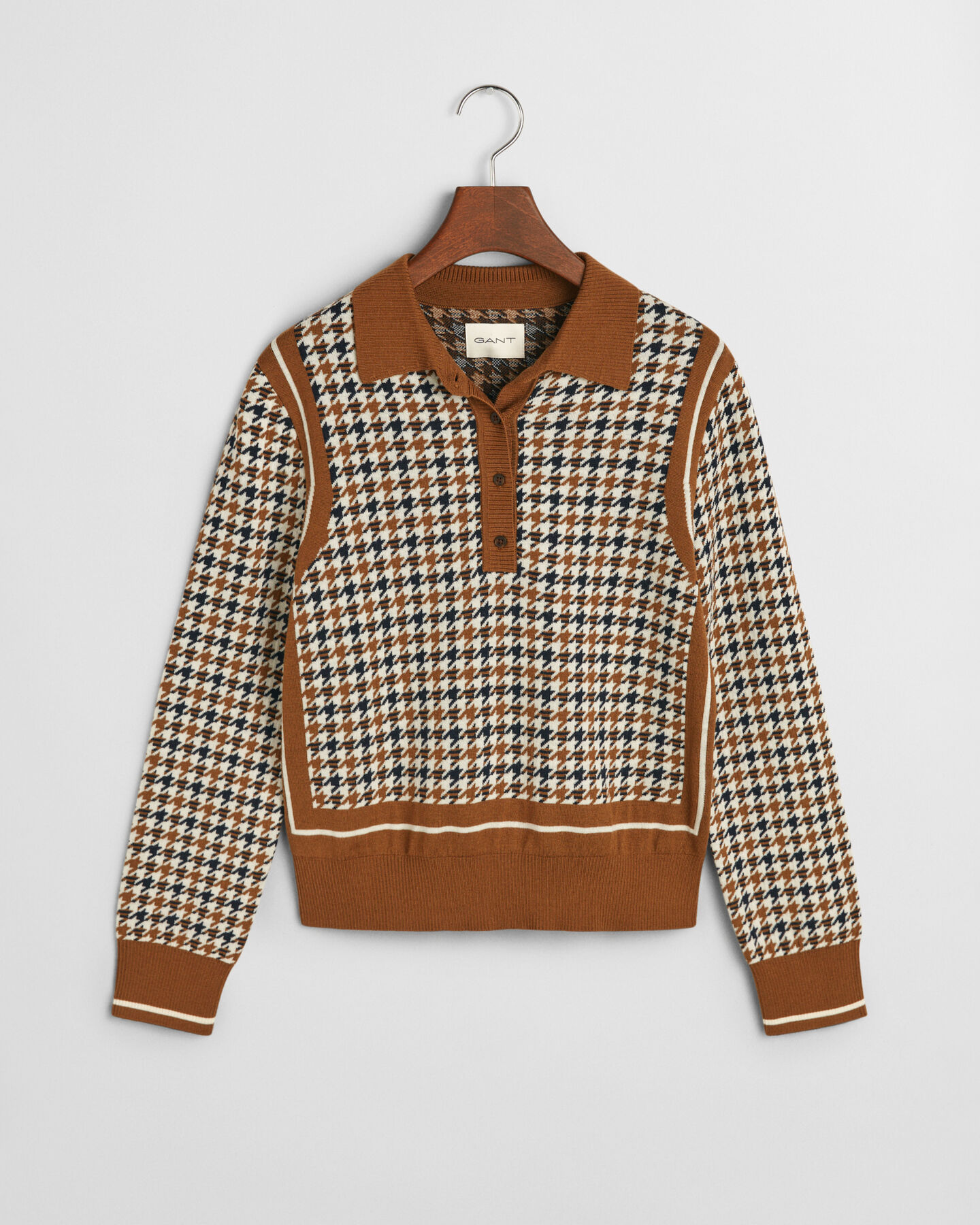Houndstooth Jacquard Polopullover